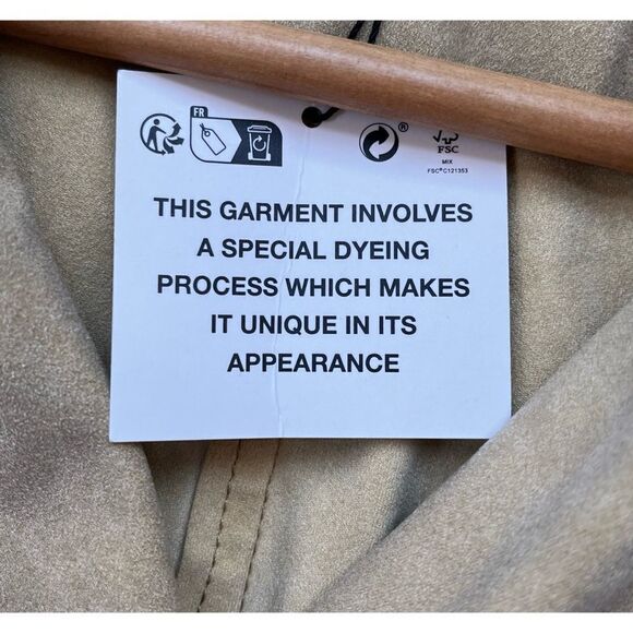 NWT Zara Garment Dye Faux Suede Short Double Breasted Cropped Trench Style Coat - Picture 14 of 16